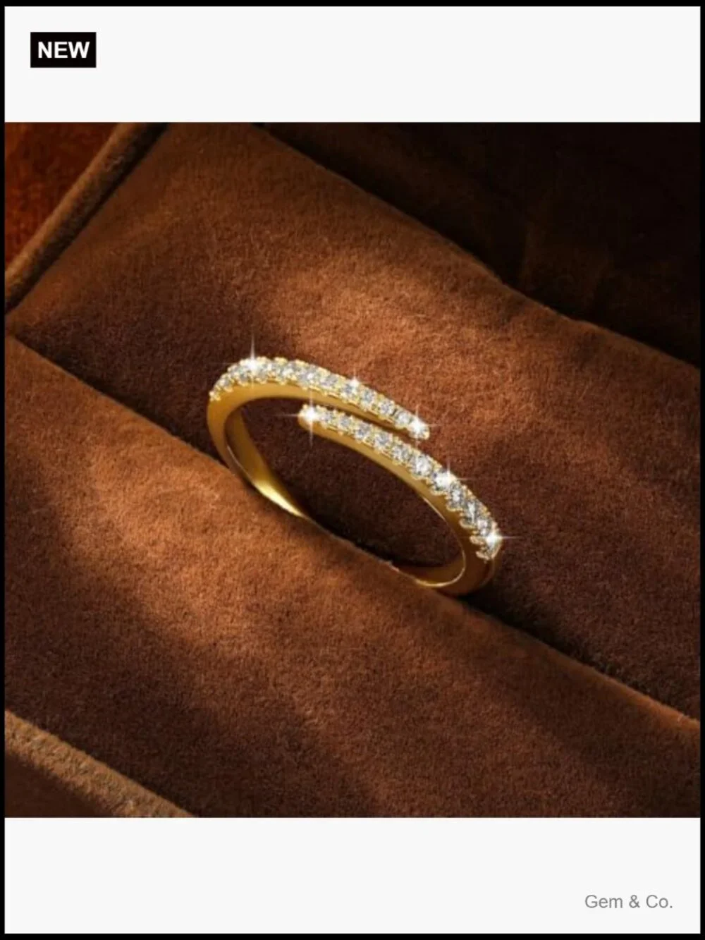 Moissanite Open Twisted Eternity Ring - Adjustable Stackable Wedding Band
